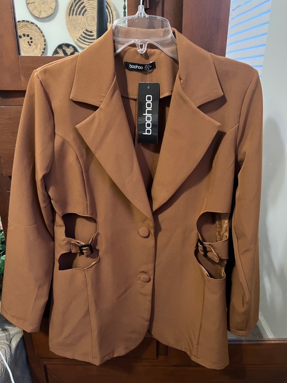 boohoo Tan Cutout Tailored Blazer